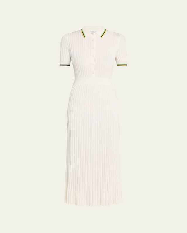 Eyot Short-Sleeve Rib Midi Polo Dress